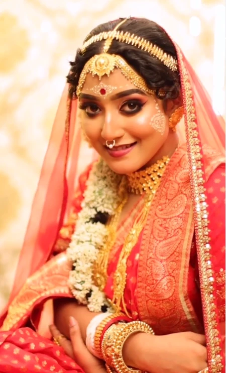 Aratrika Maity in traditional bride look in saree