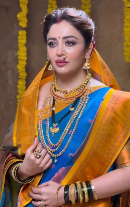 Neha Pendse in saree traditional bride look