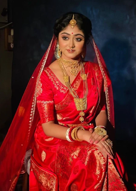 Susmita Dey in saree, traditional bride look
